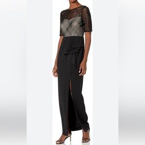 Adrianna Papell Women's Elbow Sleeve Plaid Design Dress With Beaded Bodice 6